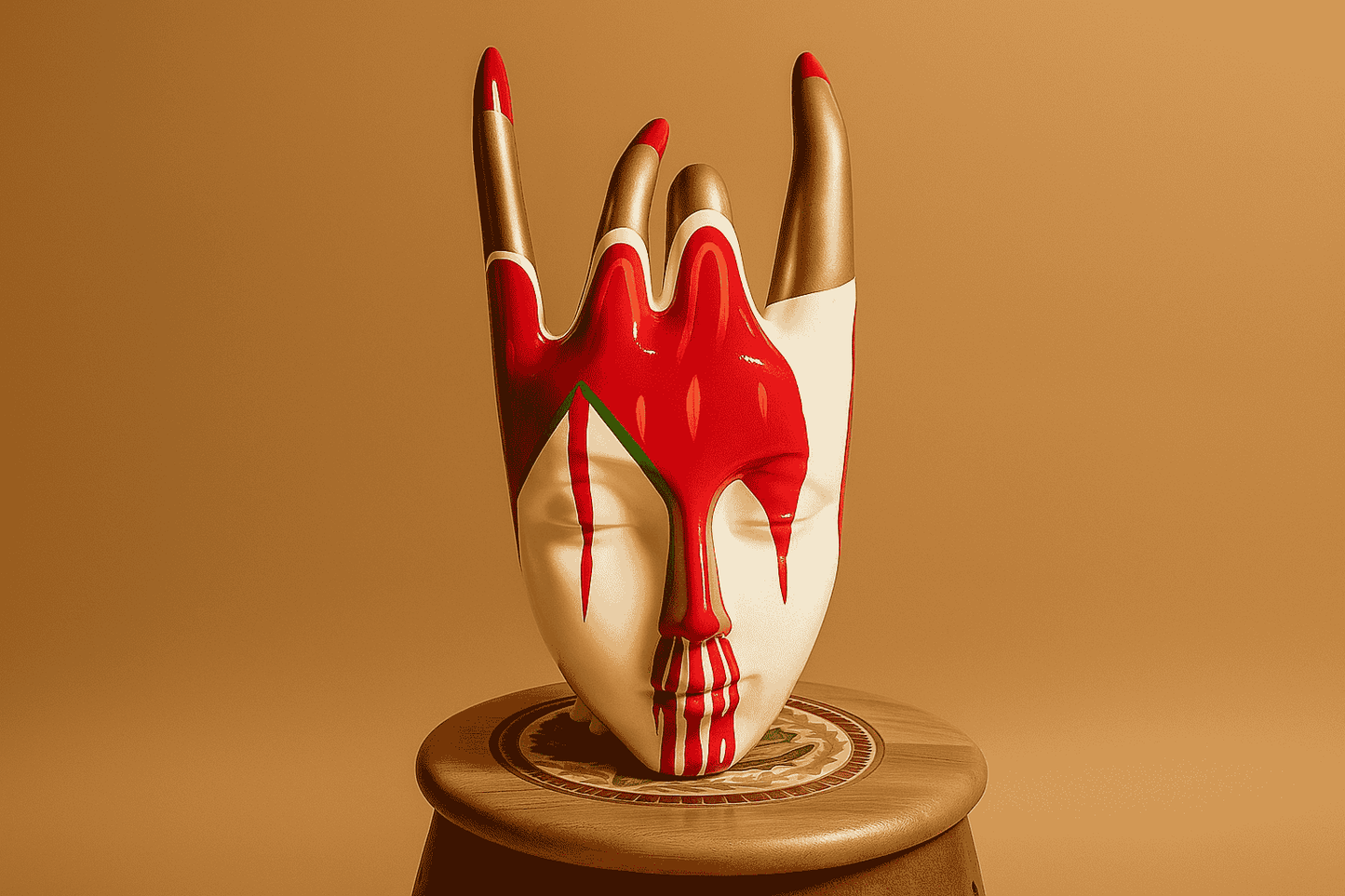 Hand-Painted Resin Face Sculpture – Modern Art Decor with Dripping Paint Effect | Spooky & Unique Figurines