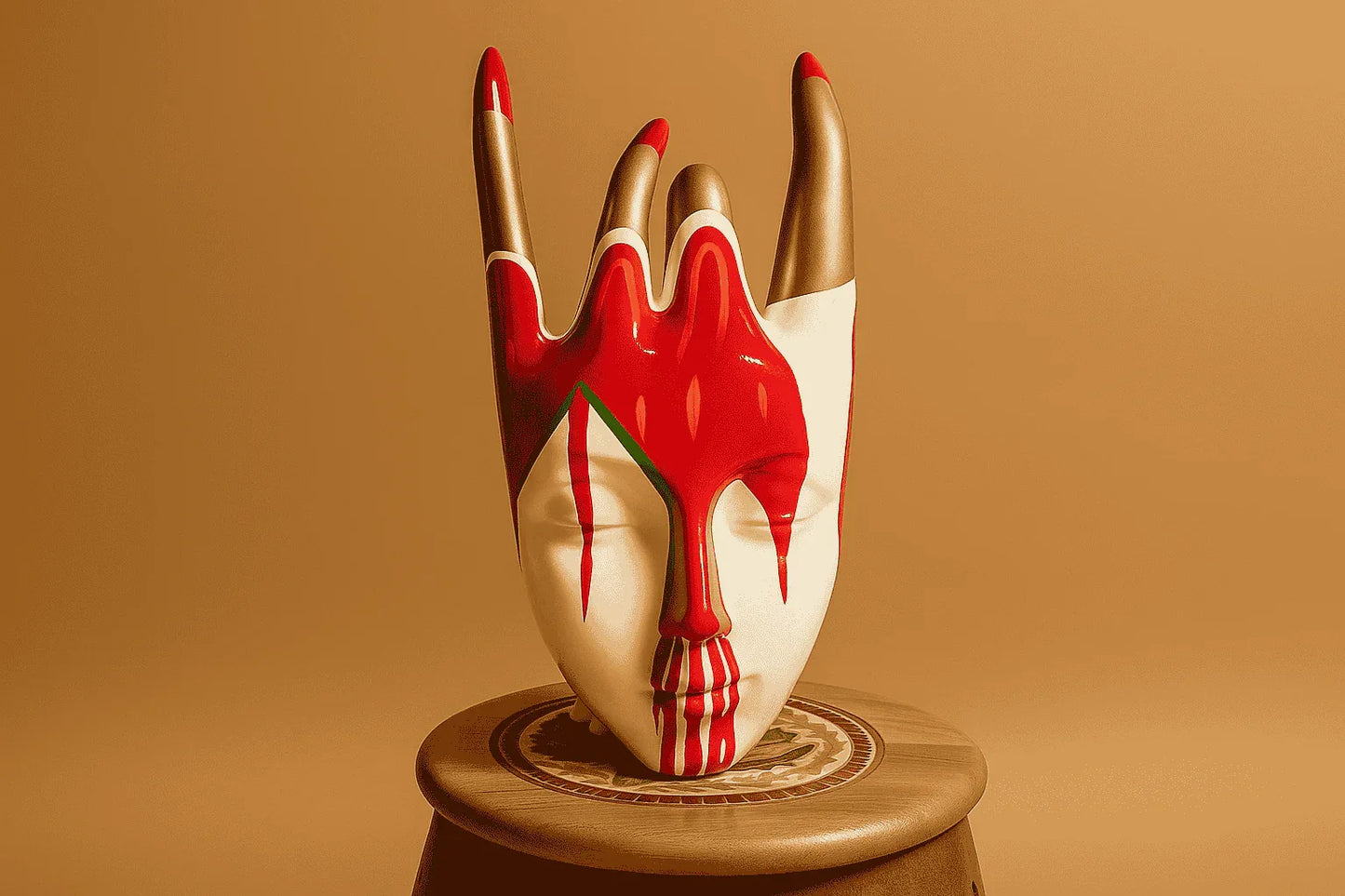 Hand-Painted Resin Face Sculpture – Modern Art Decor with Dripping Paint Effect | Spooky & Unique Figurines