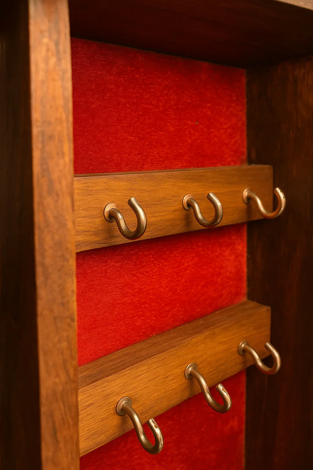 Handcrafted Wooden Key Holder Cabinet – Indian Temple Design Wall Organizer with Glass Door | Traditional Home Decor