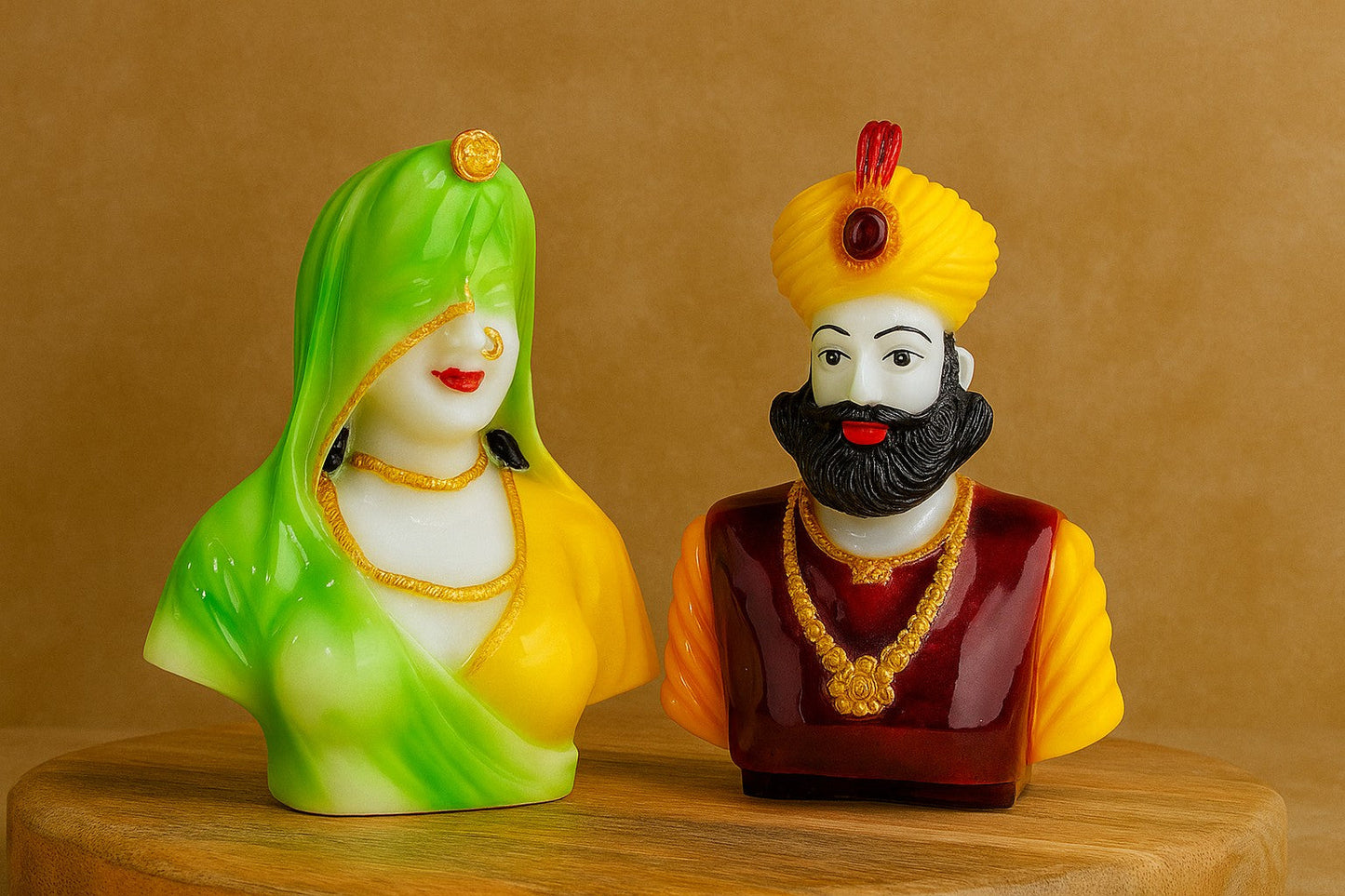 Bani-Thani Marble Dust Figurines β 8-Inch Handcrafted Rajasthani Royal Couple Statues