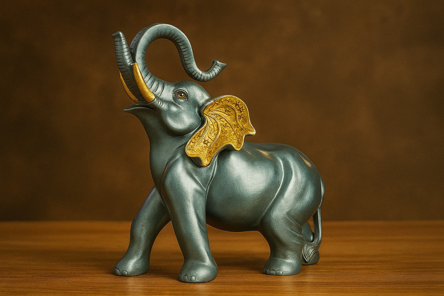 Handcrafted Ganesha Idol with LED Lotus Lamp & Elephant Set – Indian Home Altar Decor & Spiritual Gift