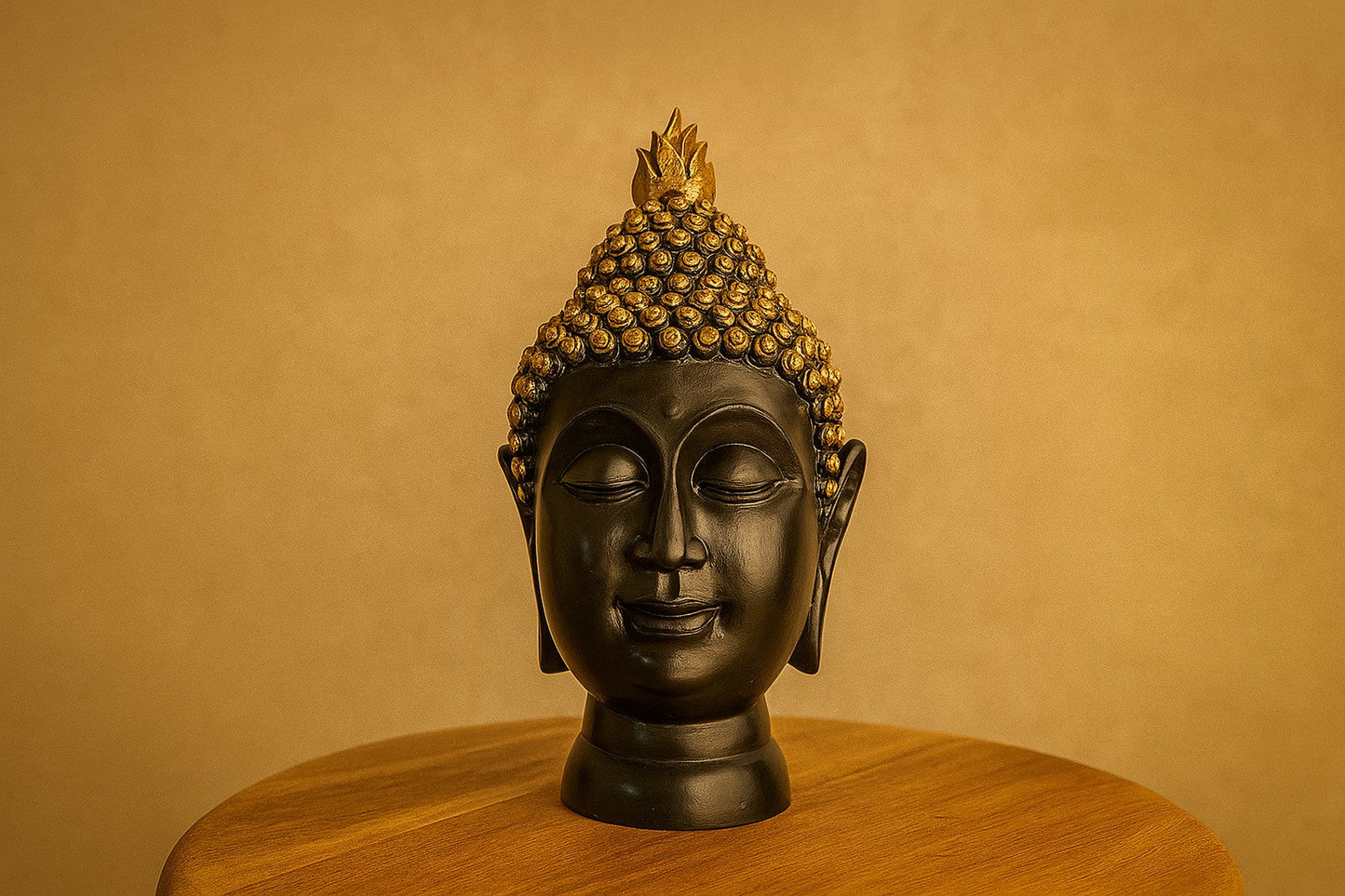 Handcrafted Resin Buddha Head Statue - Meditation Decor for Home Office Zen Garden - Bronze Finish Spiritual Figurine