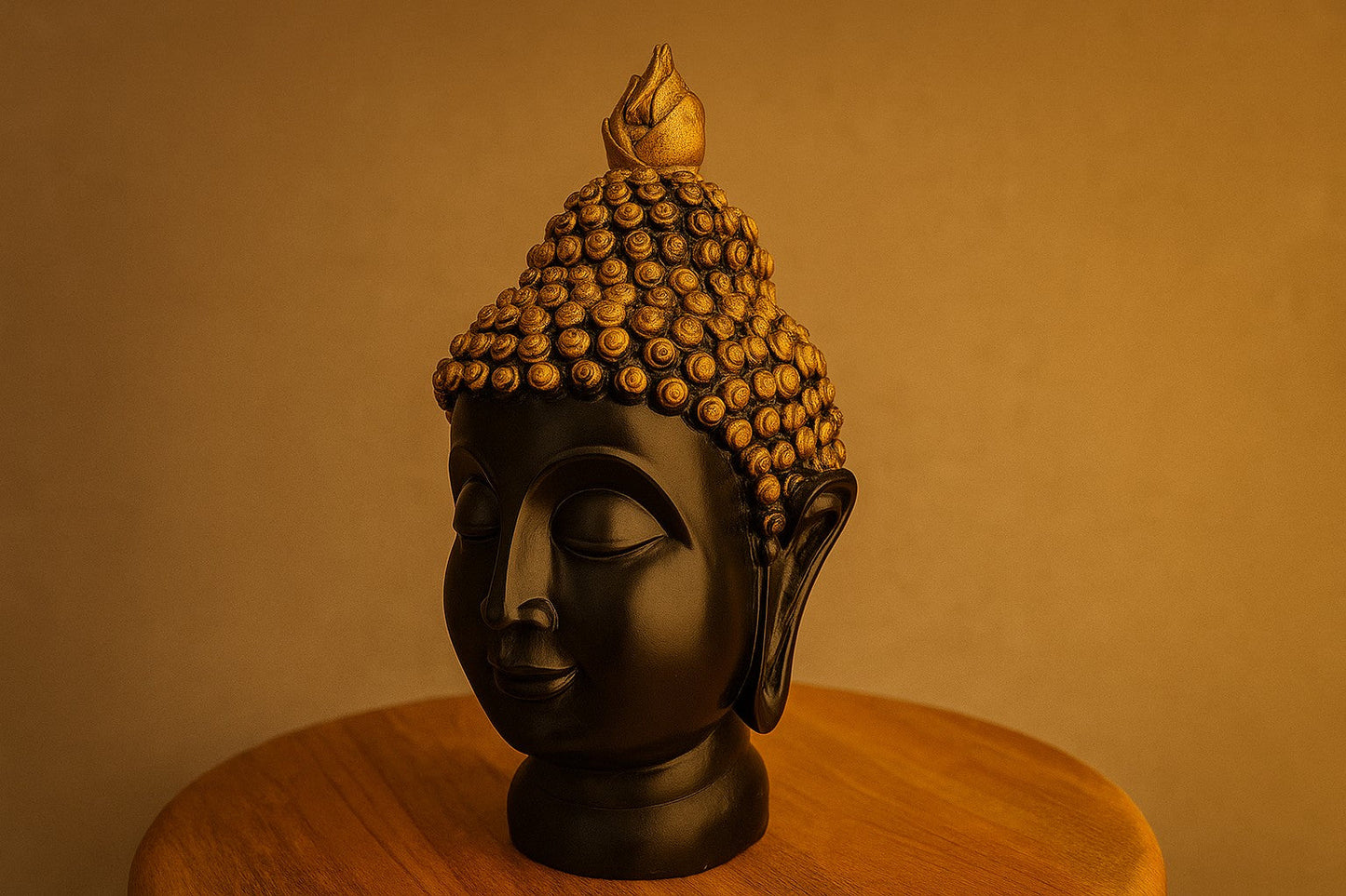 Handcrafted Resin Buddha Head Statue - Meditation Decor for Home Office Zen Garden - Bronze Finish Spiritual Figurine