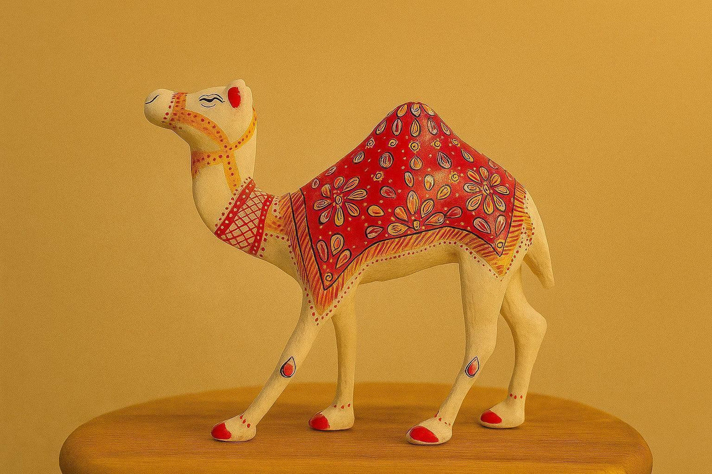Handcrafted Brass Camel Figurine – 5-Inch Meenakari Art Sculpture – Traditional Rajasthani Home Decor Showpiece