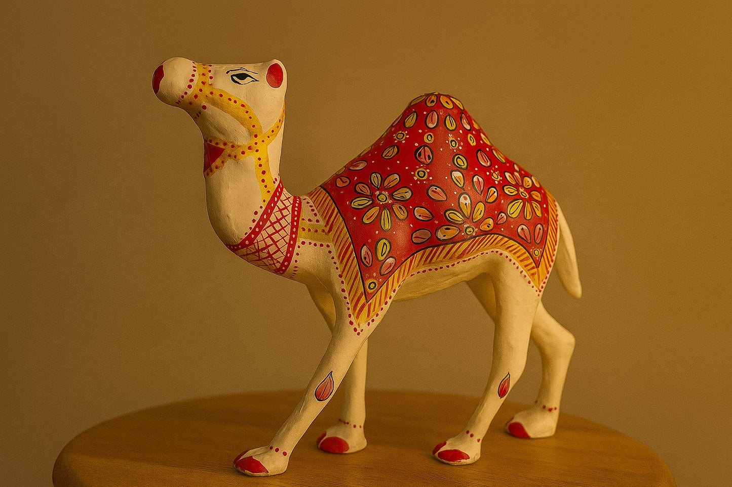 Handcrafted Brass Camel Figurine – 5-Inch Meenakari Art Sculpture – Traditional Rajasthani Home Decor Showpiece