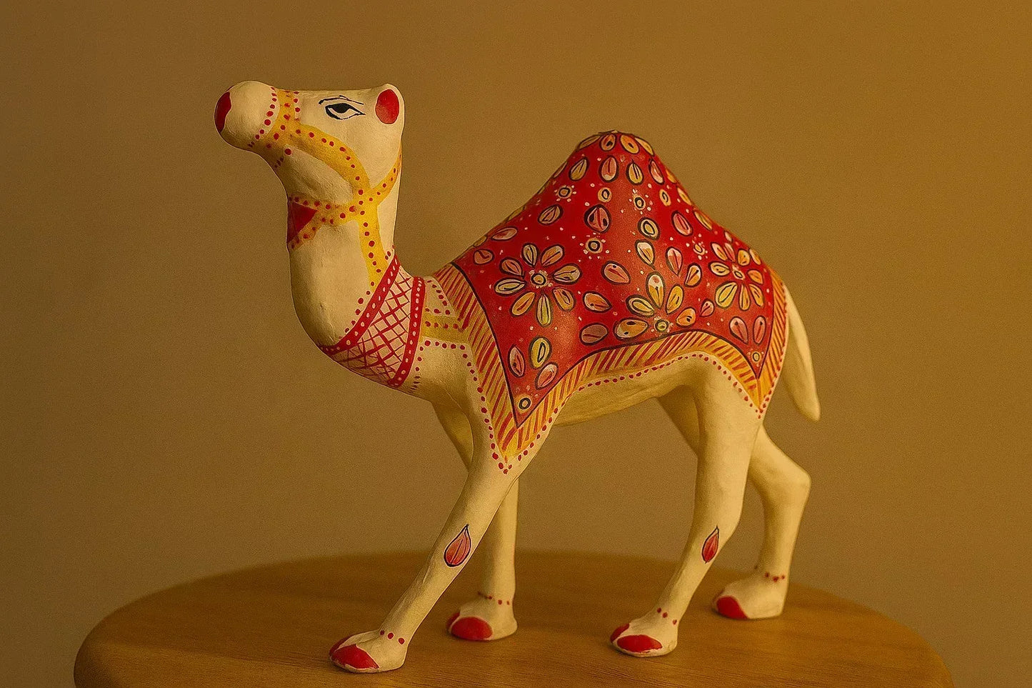 Handcrafted Brass Camel Figurine – 5-Inch Meenakari Art Sculpture – Traditional Rajasthani Home Decor Showpiece