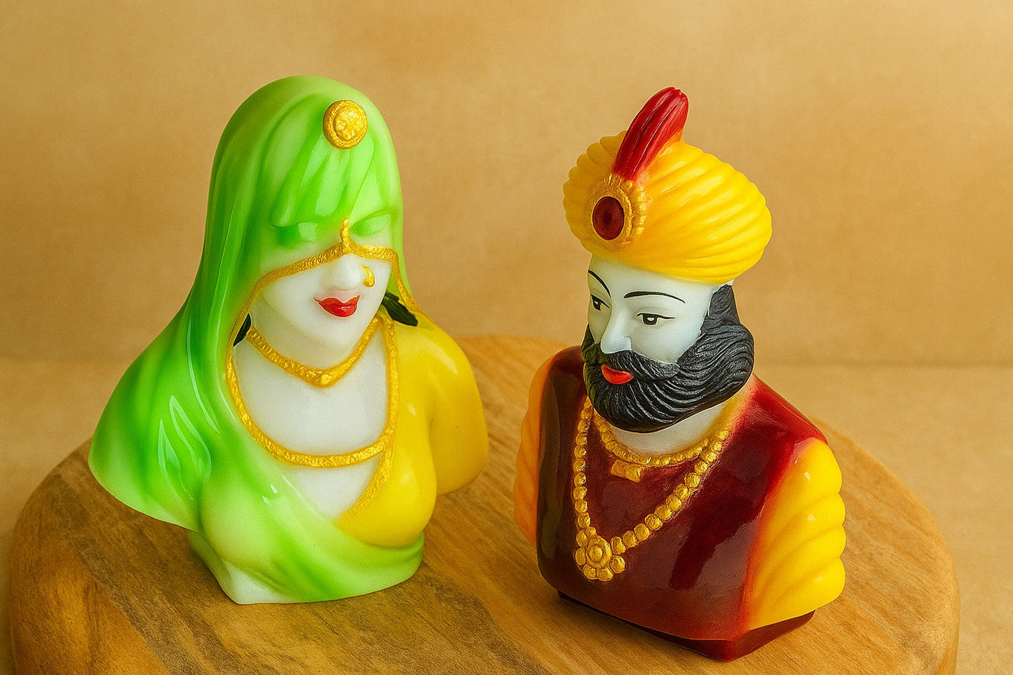 Bani-Thani Marble Dust Figurines β 8-Inch Handcrafted Rajasthani Royal Couple Statues