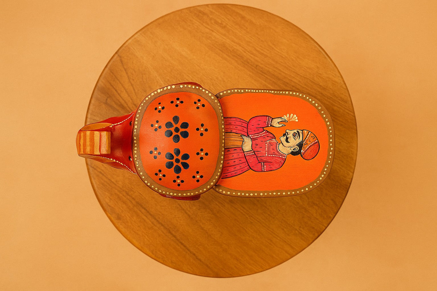 Handpainted Wooden Elephant Stool Indian Rajasthani Art – Decorative Mini Stand for Home & Gifts – Vibrant Folk Design Accent Furniture