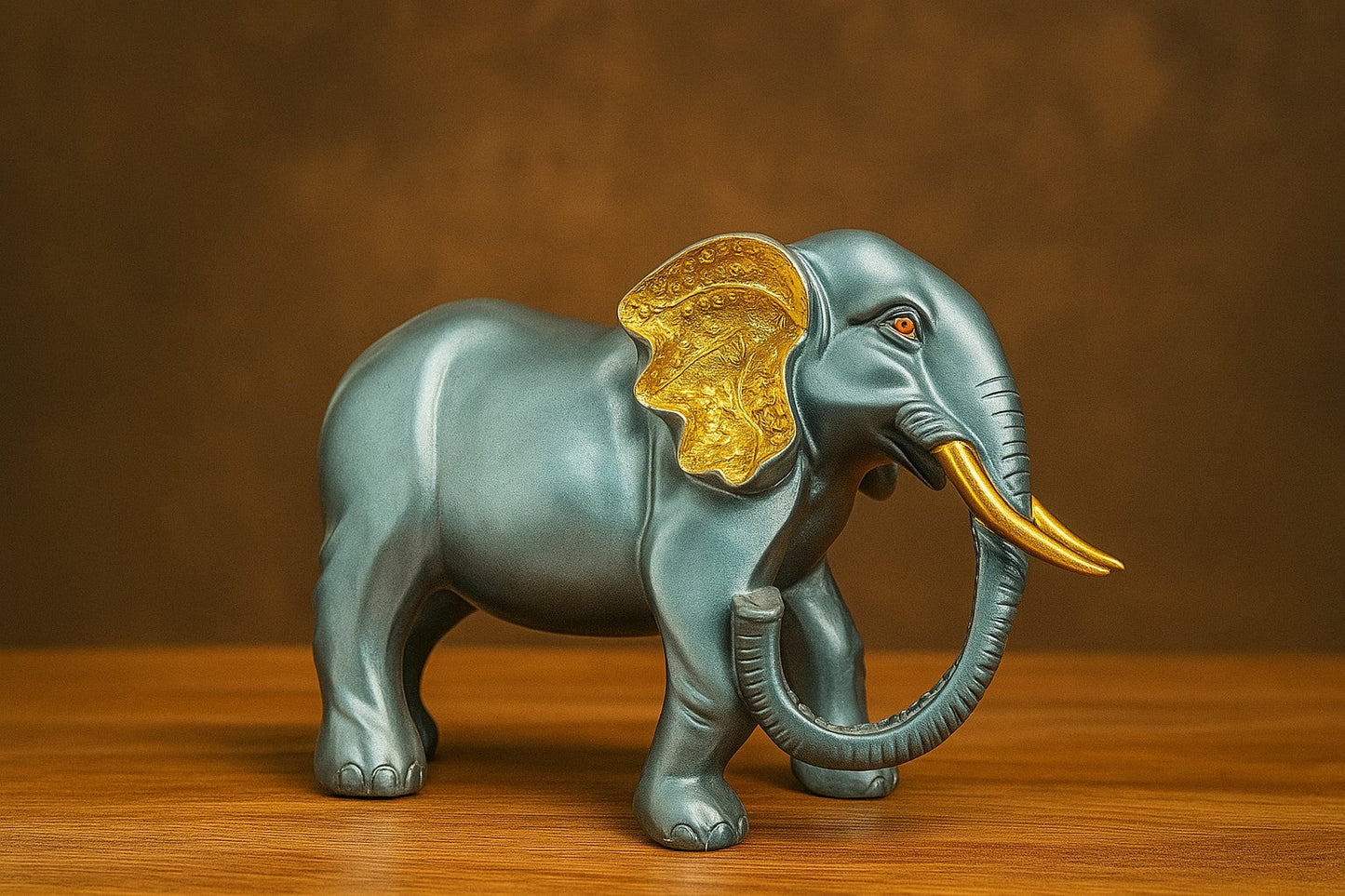 Handcrafted Ganesha Idol with LED Lotus Lamp & Elephant Set – Indian Home Altar Decor & Spiritual Gift