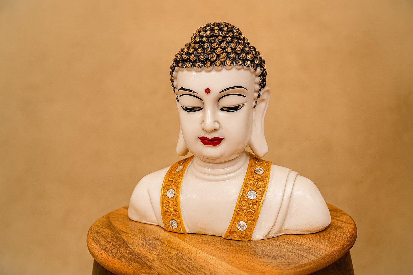 Handcrafted Resin Buddha Statue – Meditation Figurine with Ornate Crown | Spiritual Home Altar Decor