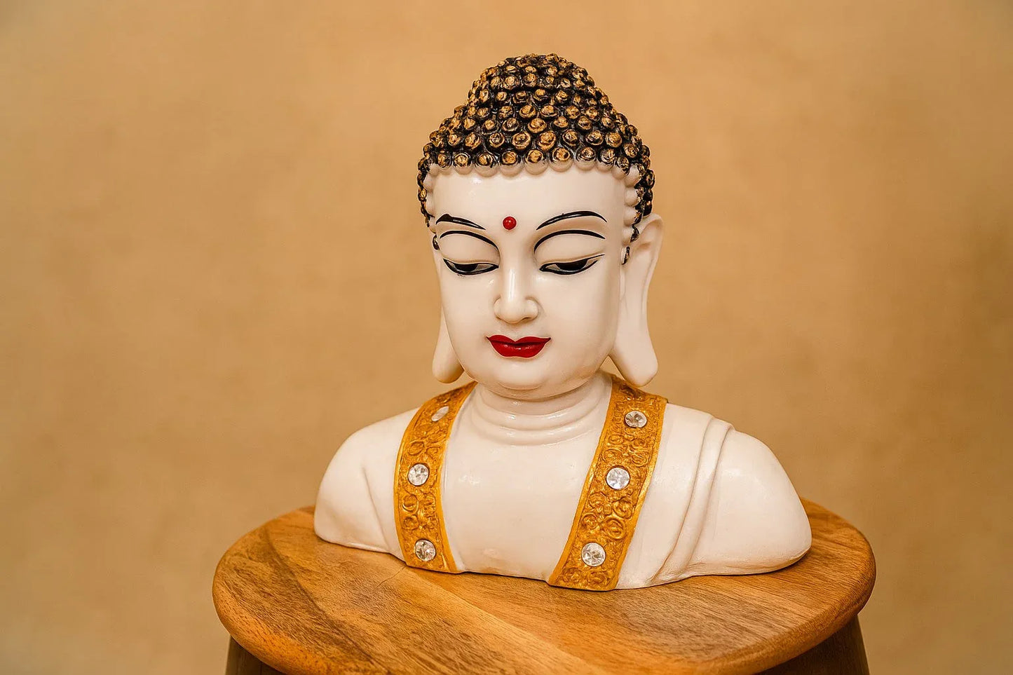 Handcrafted Resin Buddha Statue – Meditation Figurine with Ornate Crown | Spiritual Home Altar Decor