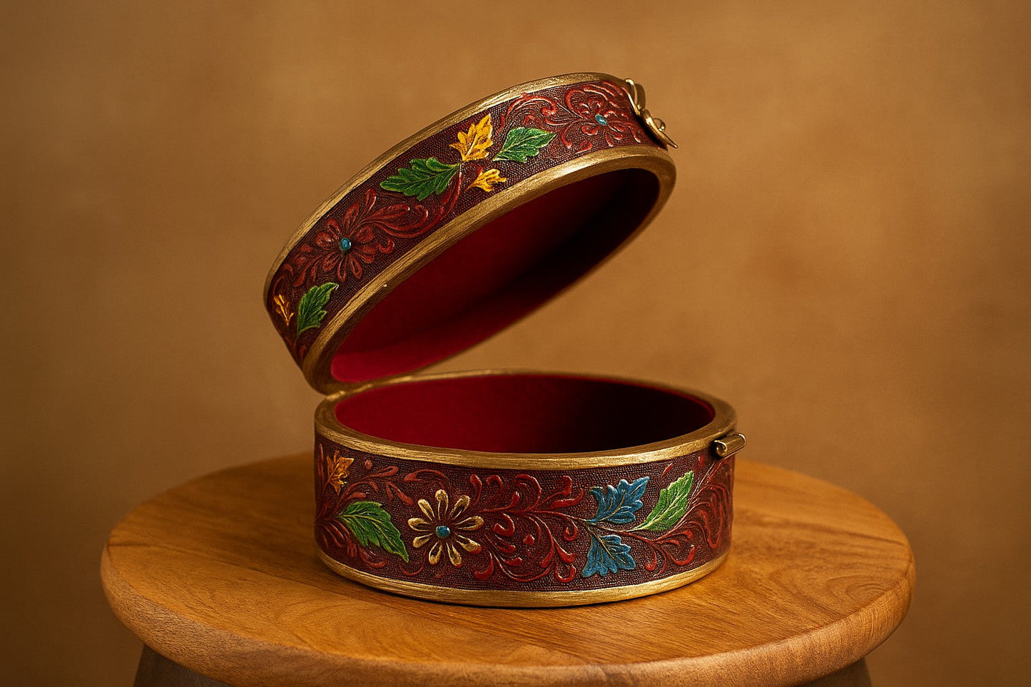 Handcrafted Meenakari Wooden Jewelry Box with Peacock Design - Traditional Indian Enamel Art Storage - Elegant Gift for Women