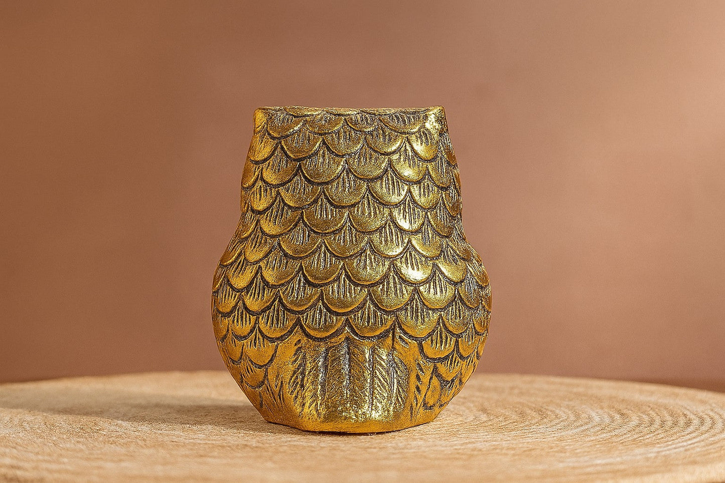 Handcrafted Brass Owl Figurine - Golden Metal Owl Statue for Home Decor - Traditional Wisdom Symbol Sculpture