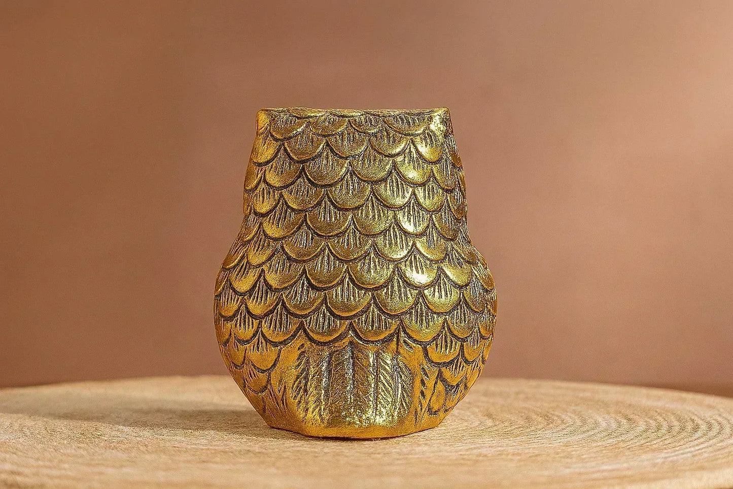 Handcrafted Brass Owl Figurine - Golden Metal Owl Statue for Home Decor - Traditional Wisdom Symbol Sculpture