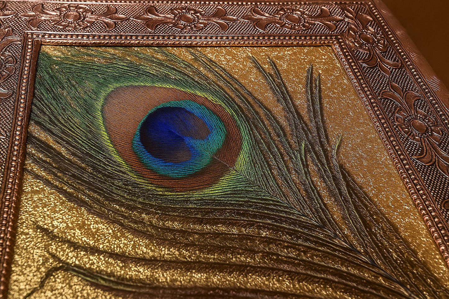 Handcrafted Wooden Jewelry Box with Peacock Feather Design - Traditional Carved Jewelry Organizer with 4 Compartments - Artisan Keepsake Storage Box