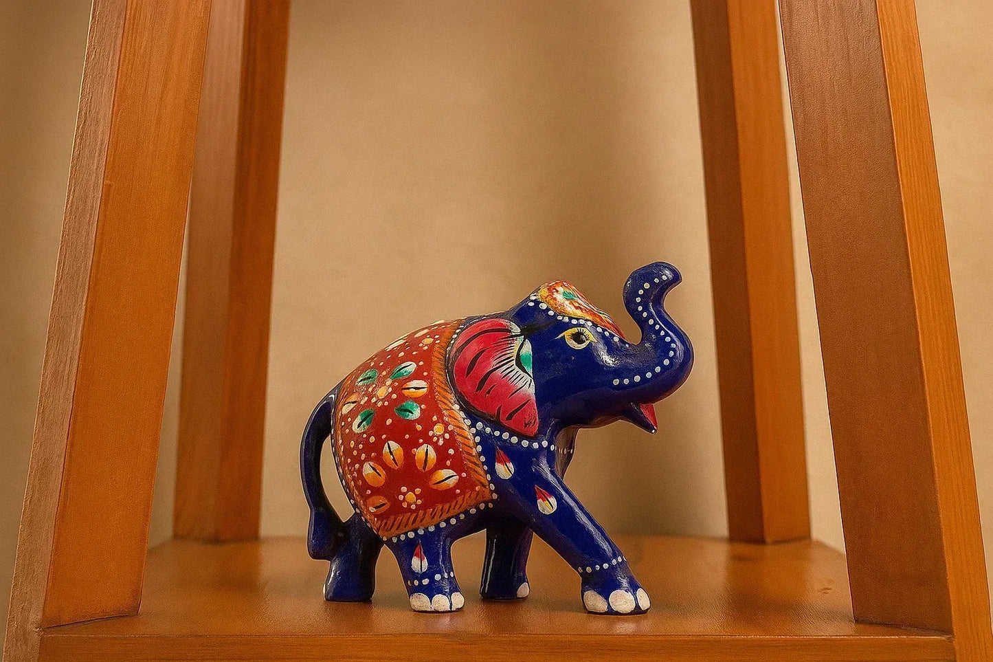 Hand-Painted Metal Elephant Showpiece (Pair) - Meenakari Art Good Luck Figurine