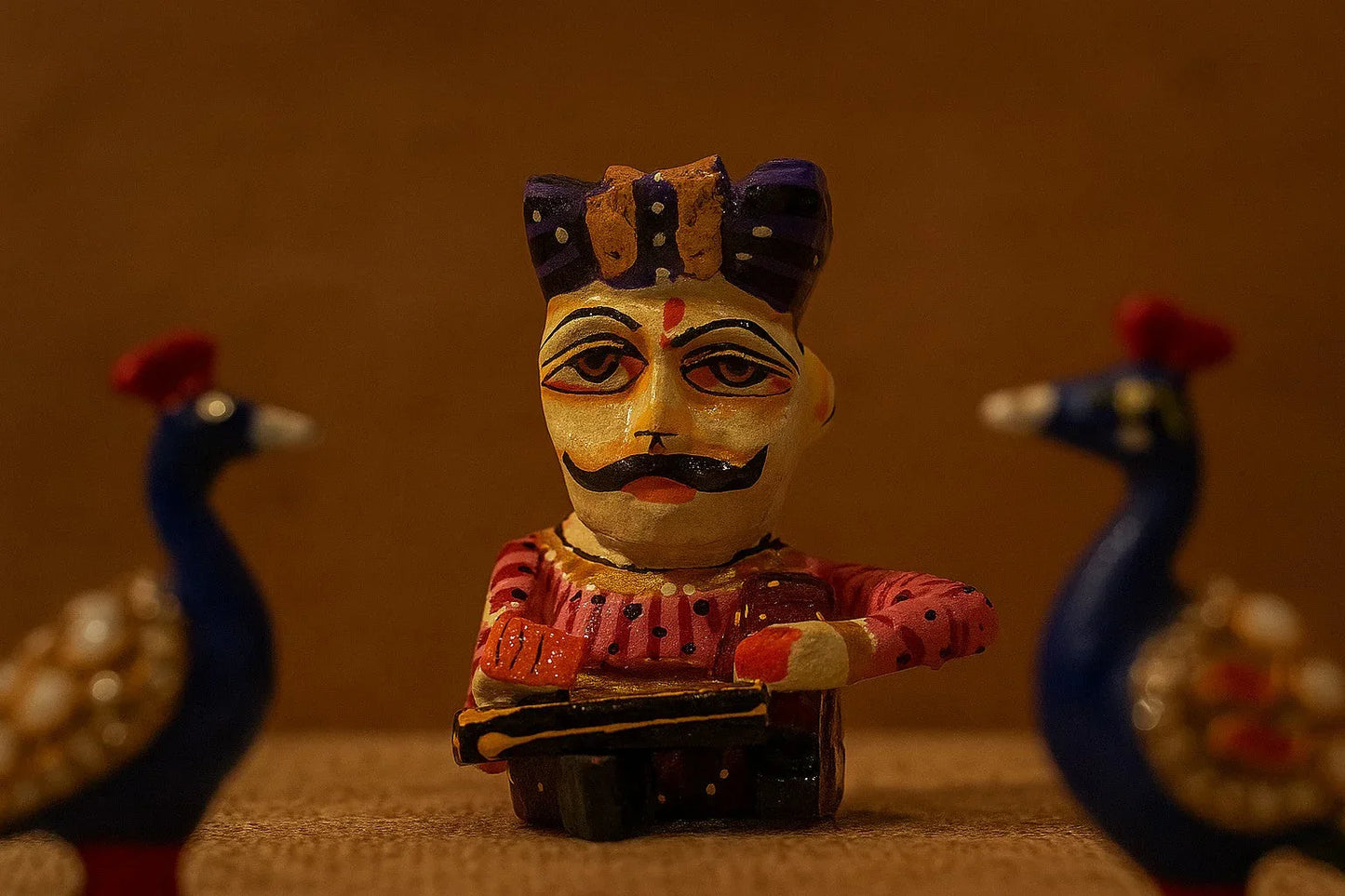 Handcrafted Rajasthani Wooden Musician Set โ Colorful Folk Art Home Decor โ Indian Cultural Figurines