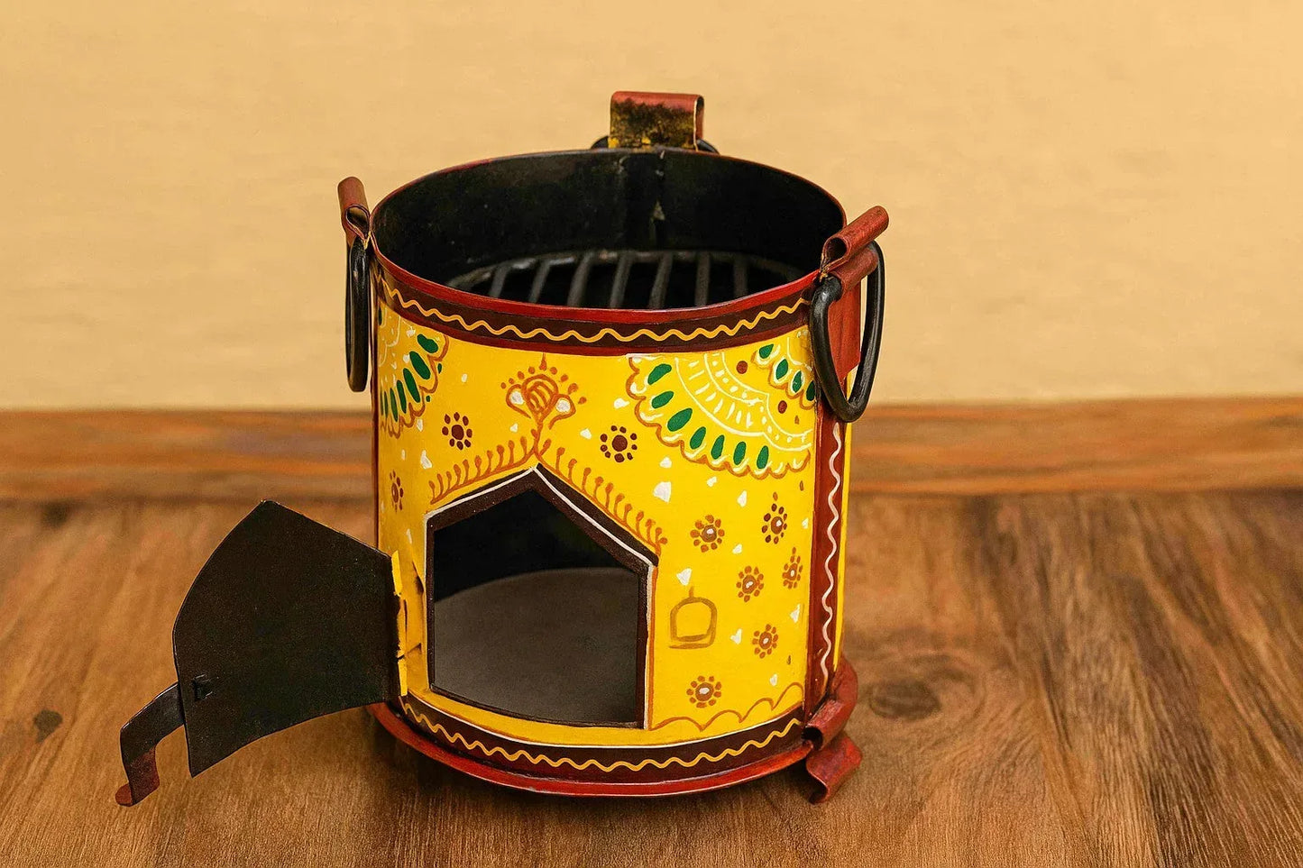Hand-Painted Metal Sigdi - Traditional Indian Angeethi / Charcoal BBQ Grill