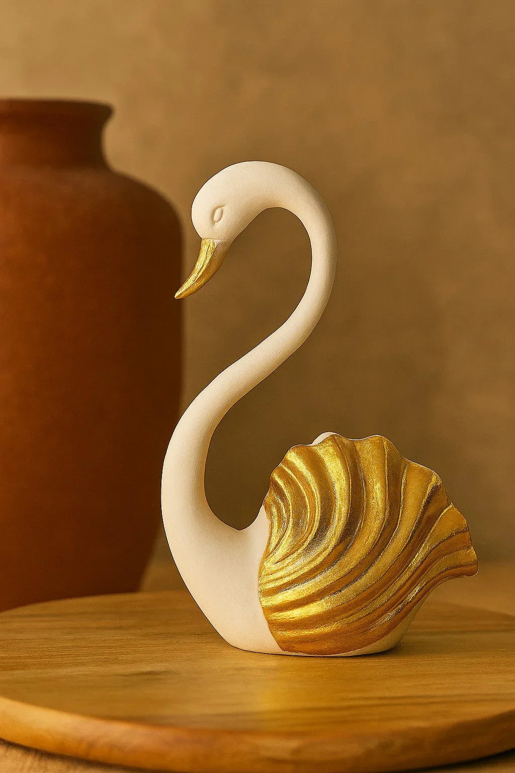 Loving Swans Pair Showpiece - Resin Heart-Shape Figurines for Home Decor