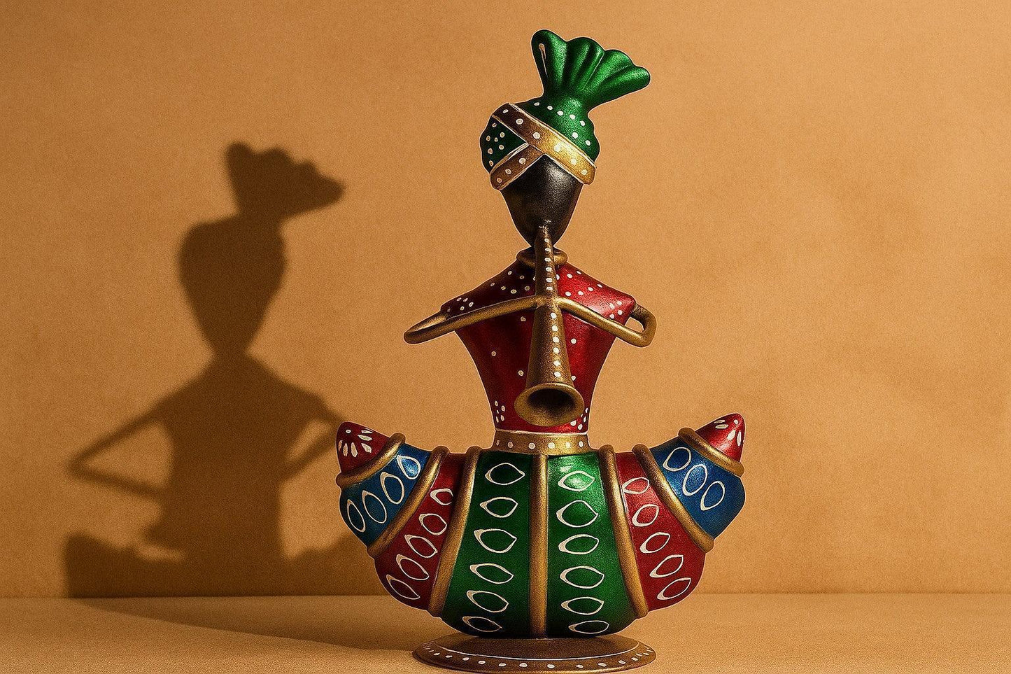 Hand-Painted Metal Musician Set - Rajasthani Folk Art Figurines (Set of 2)