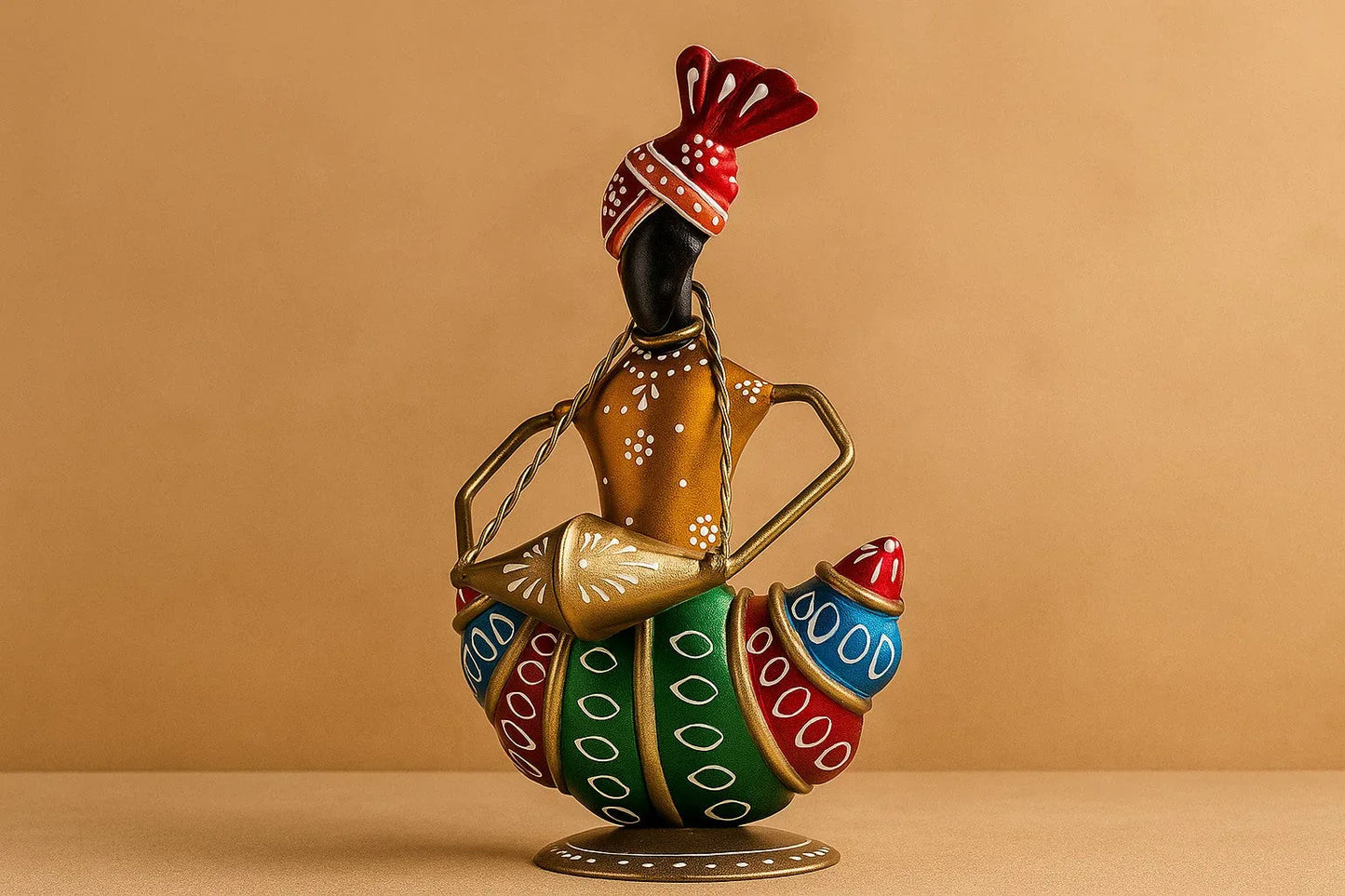 Hand-Painted Metal Musician Set - Rajasthani Folk Art Figurines (Set of 2)