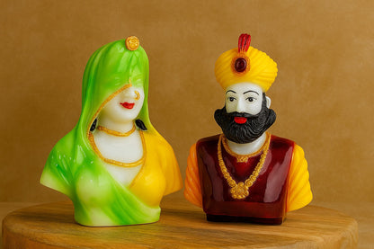 Bani-Thani Marble Dust Figurines – 8-Inch Handcrafted Rajasthani Royal Couple Statues