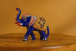 Handcrafted Brass Elephant with Meenakariwel Work – Blue & Gold Decorative Figurine – Ethnic Gifting & Home Accent
