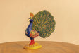 Handpainted Brass Peacock Figurine – Vibrant Indian Decor Accent – Traditional Folk Art for Home & Gifting