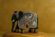 Resin Elephant Figurine – Black & Gold with Embossed Silver Detailing – Premium Home Decor Statue