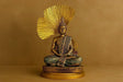 Metal Lord Buddha Statue Sitting Under Tree – Antique Finish Meditating Buddha Idol for Home & Office Decor