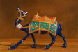 Handpainted Brass Camel Figurine Indian Folk Art - Traditional Home Decor Sculpture - Royal Blue Rajasthani Design