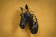 Elegant Horse Head Wall Decor – Black Resin Sculpture with Golden Floral Crown | Modern Equestrian Wall Art