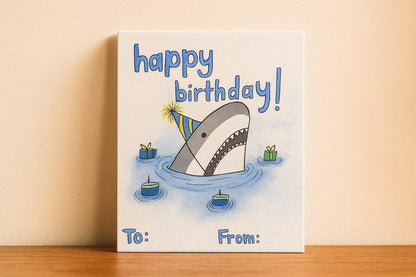 Hand-Painted Whimsical Shark Canvas Set - Quirky Birthday Gift Art (Set of 2)