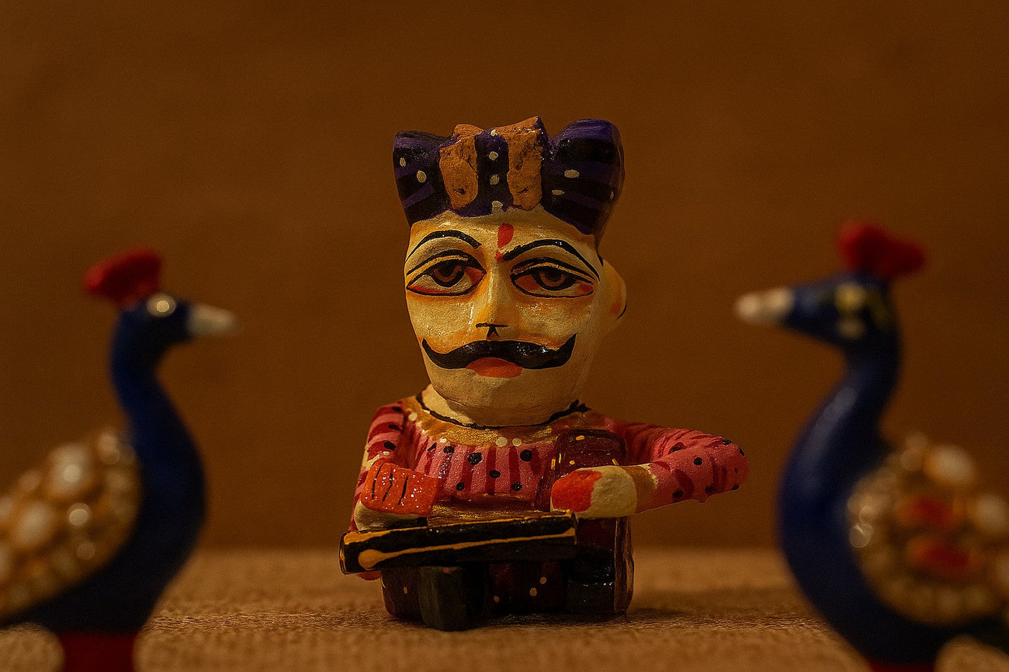 Handcrafted Rajasthani Wooden Musician Set – Colorful Folk Art Home Decor – Indian Cultural Figurines