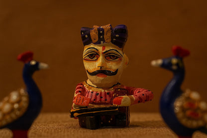 Handcrafted Rajasthani Wooden Musician Set – Colorful Folk Art Home Decor – Indian Cultural Figurines