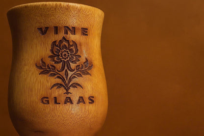 Handcrafted Wooden Goblet - "Vine Glaas" Engraved Decorative Chalice