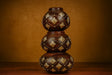 Handcrafted Wooden Stacked Matka Set - 3-Tier Pot Showpiece with Brass Work