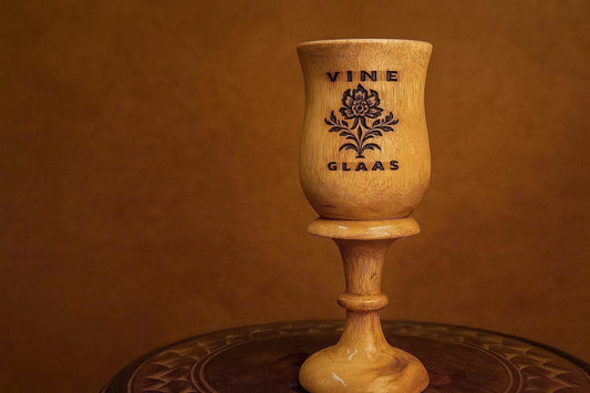 Handcrafted Wooden Goblet - "Vine Glaas" Engraved Decorative Chalice