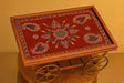 Hand-Painted Decorative Serving Cart - Rajasthani Folk Art Platter on Wheels