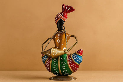 Hand-Painted Metal Musician Set - Rajasthani Folk Art Figurines (Set of 2)