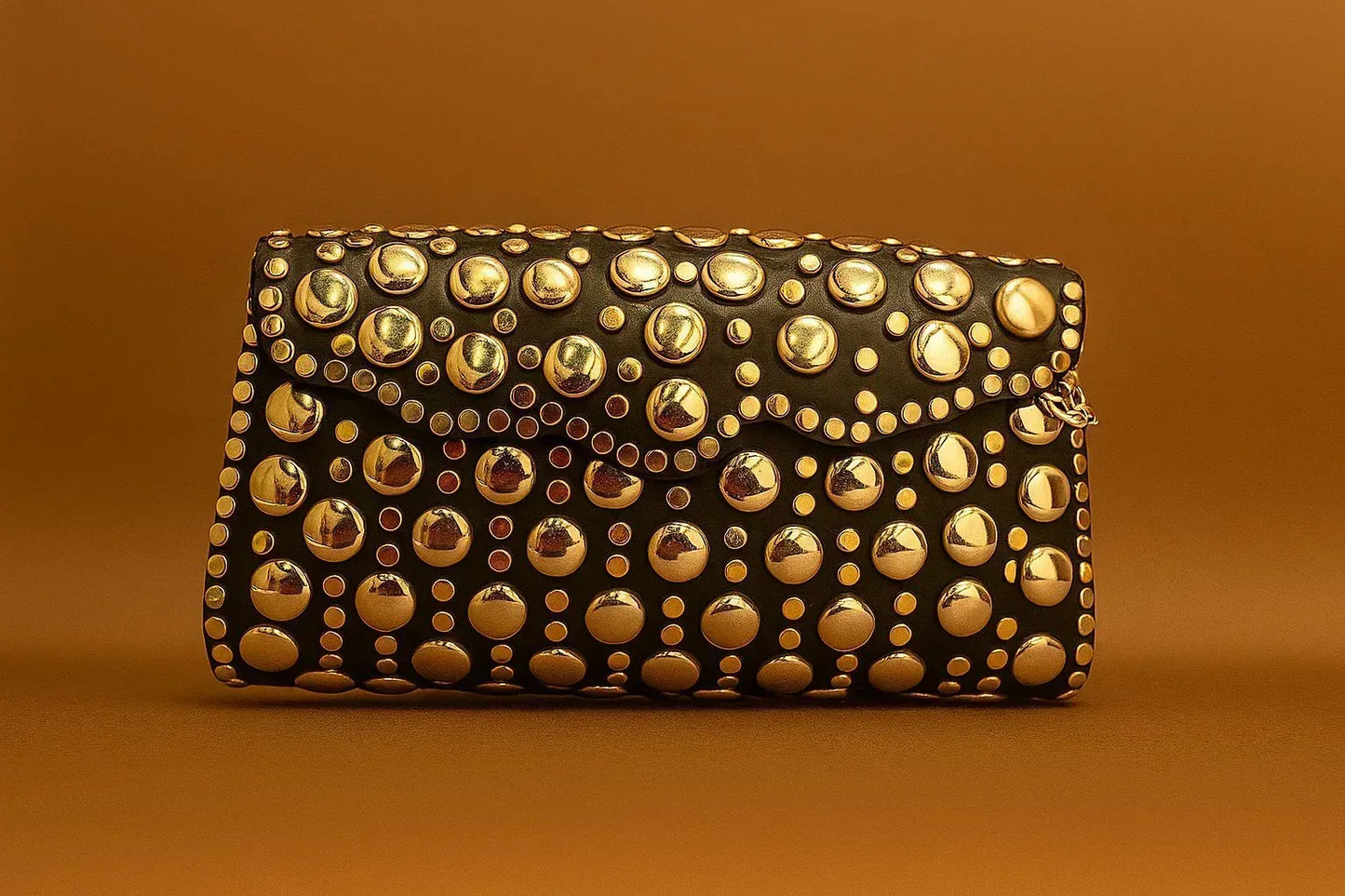 Handcrafted Retro-Pop Mosaic Clutch - Studded Evening Bag with Colorful Stone Inlay