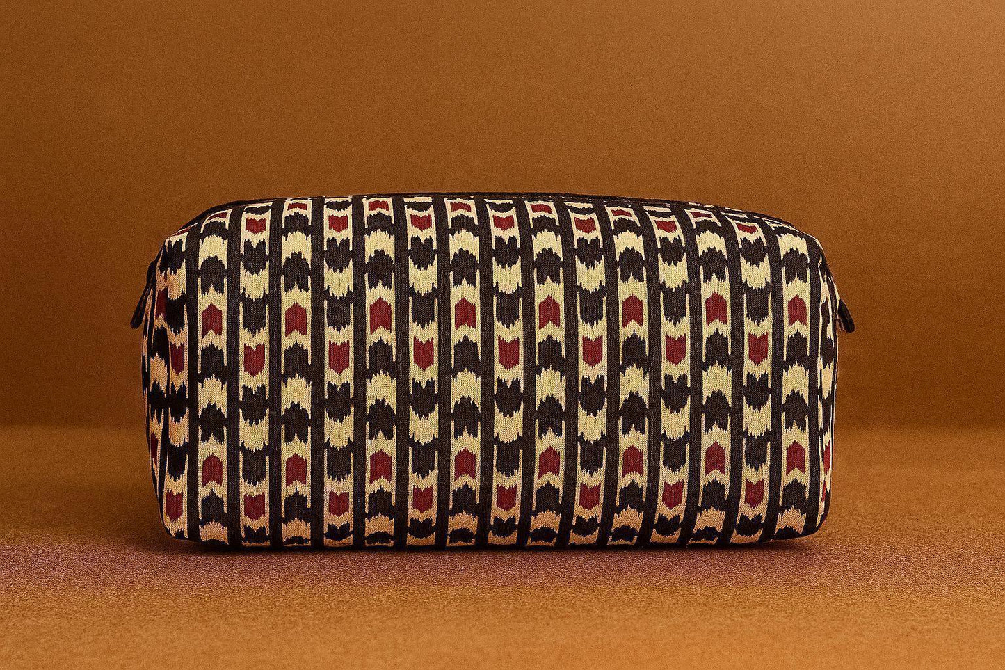 Handcrafted Indian Cotton Travel Pouch - Block Print & Ikat Cosmetic Bag / Utility Organizer