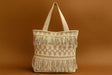 Handcrafted Boho Diamond Tote Bag - Woven Jacquard Shoulder Bag with Double Fringes