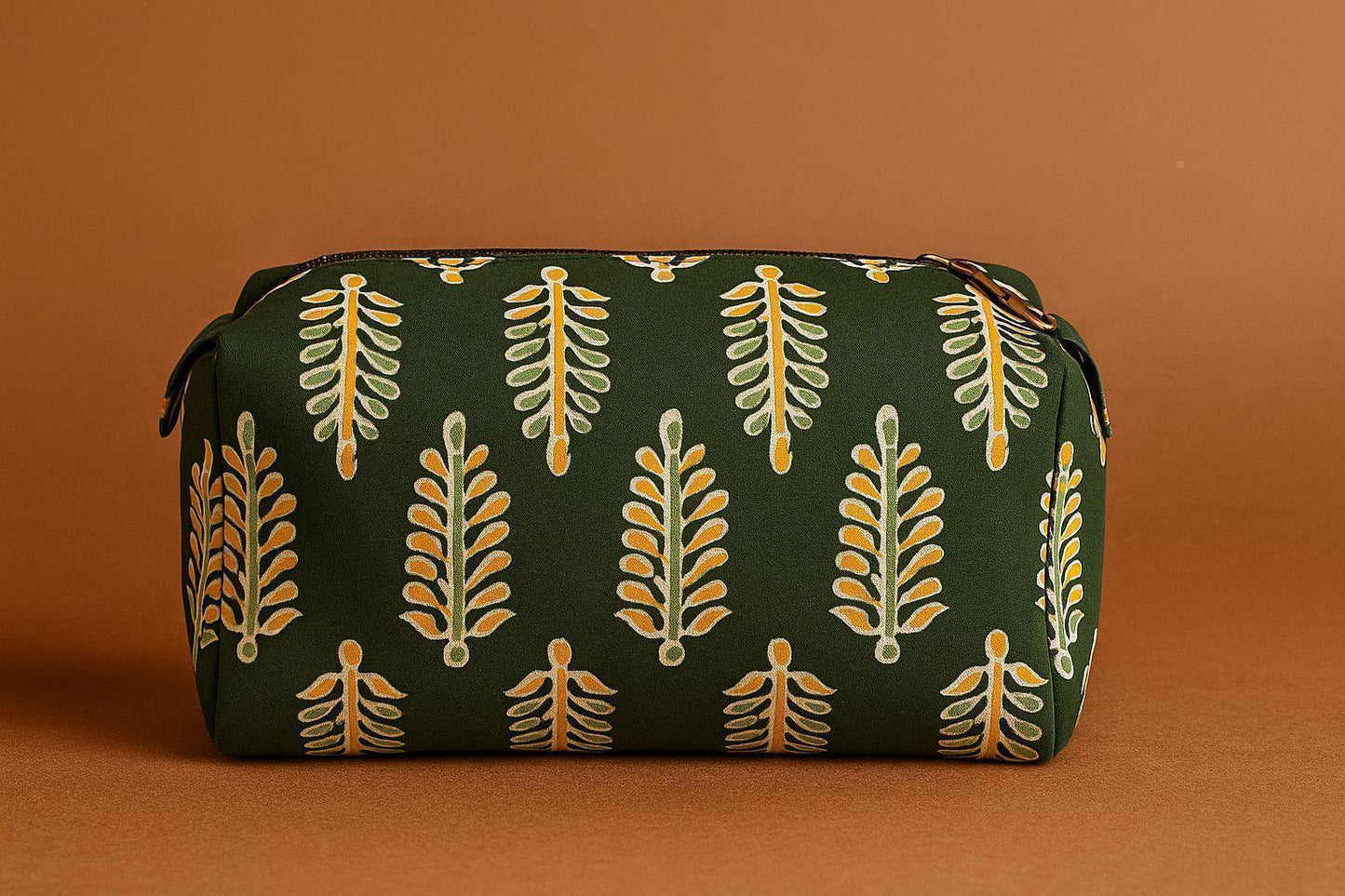 Handcrafted Indian Cotton Travel Pouch - Block Print & Ikat Cosmetic Bag / Utility Organizer