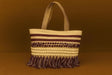 Handcrafted Multi-Textured Boho Tote - Woven Shoulder Bag with Fringes & Popcorn Details