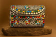 Handcrafted Retro-Pop Mosaic Clutch - Studded Evening Bag with Colorful Stone Inlay