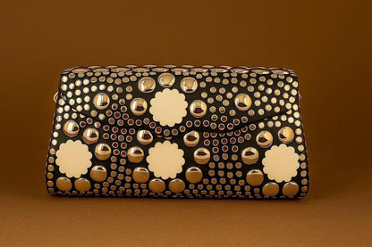 Handcrafted Retro-Pop Mosaic Clutch - Studded Evening Bag with Colorful Stone Inlay