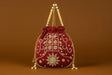 Handcrafted Royal Red Potli Bag with Heavy Pearl & Zardosi Embroidery - Bridal Batwa