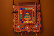 Handcrafted Red Mirror Work Sling Bag - Ethnic Kalash Embroidery & Black Beaded Strap