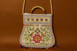 Handcrafted Embroidered Bird & Floral Handbag - Ethnic Sling with Metal Handle & Front Zipper